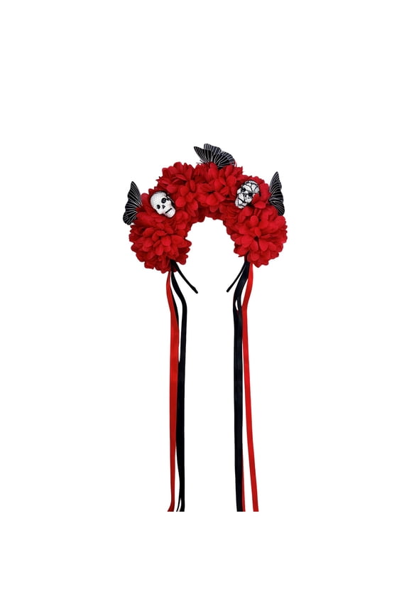 Comfortable Skull Floral Headpiece Cosplay Hairband Fashion Headband for Halloween Costume Accessories