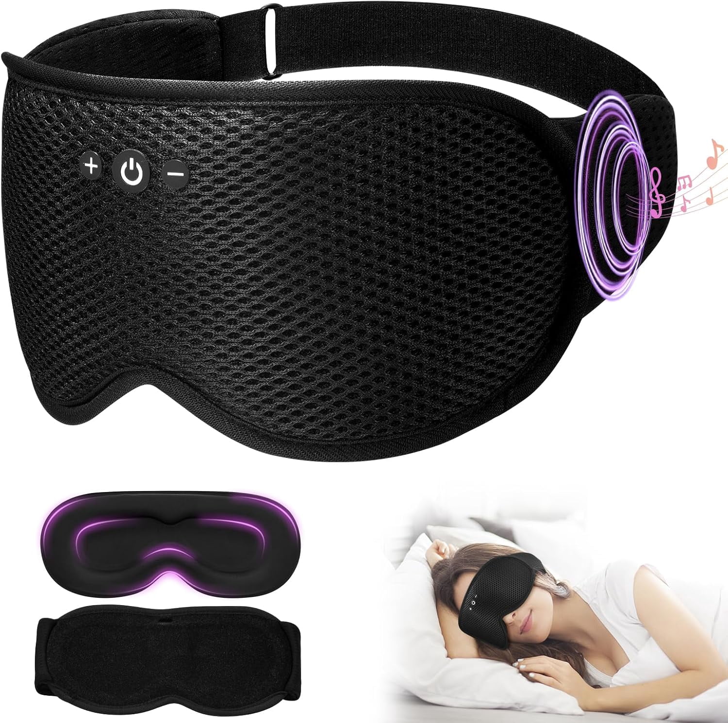 Comfortable Sleep Headphones Mask, Bluetooth 5.4 Wireless Design, 3D Blackout & Breathable, Perfect for Side Sleepers, Ideal for Travel Meditation & Deep Sleep