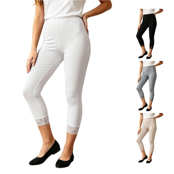 Comfortable Slim Fit Midi Leggings with Breathable Lace Detailing for – Soft Material for Everyday Wear Shorts plus Size Women XL