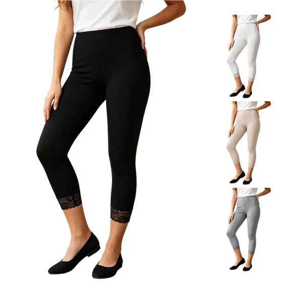Comfortable Slim Fit Midi Leggings with Breathable Lace Detailing for – Soft Material for Everyday Wear Shorts plus Size Women XL