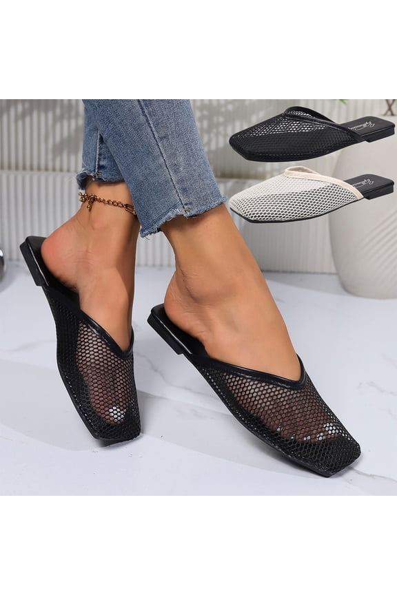 Comfortable Slippers Summer Flat Wear Sandals Hollow Mesh Women's Shoes