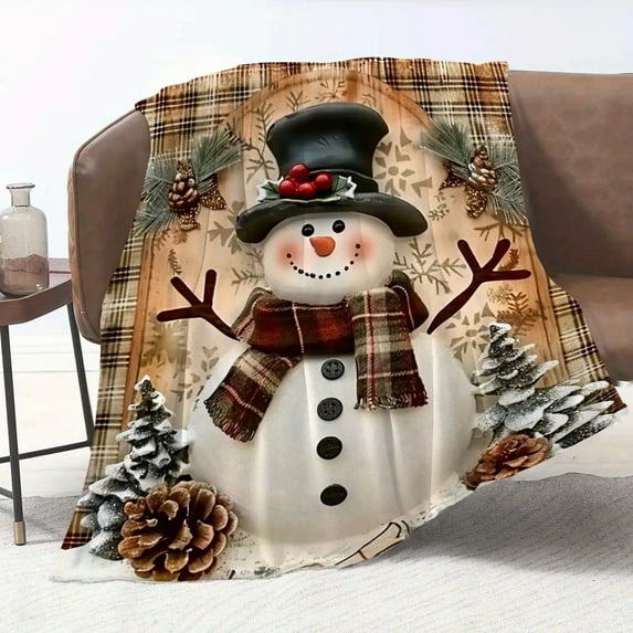 Comfortable Snowman Flannel Blanket - Soft And Durable for Sofas, Beds, Office Decor - The Perfect Gift for All Seasons