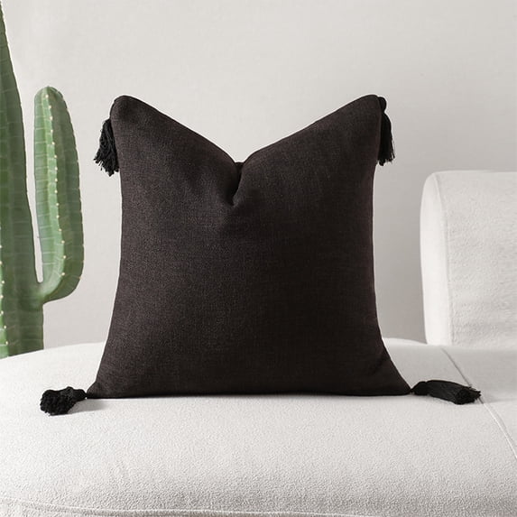 Comfortable Sofa Cushion, Overstuffed Tassel Pillow, Modern Living Room Decor, Supports Back Posture, Home Accent, Decorative Throw Pillow, Tufted Fabric Construction, Durable Cotton Blend,