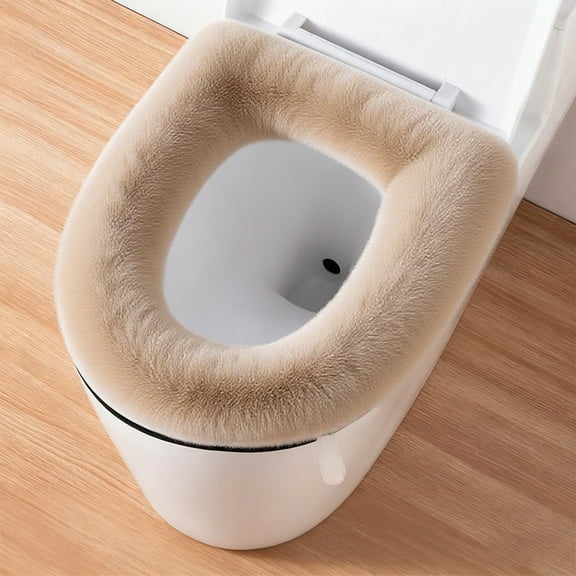 Comfortable Soft Bathroom Toilet Toilet Seat Cover Bathroom Soft Warm Washable Toilet Mat Winter Warm, Beige