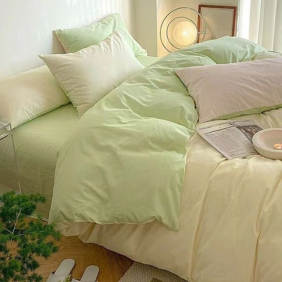 Comfortable Soft Double Bedding Set, Qiopertar Under $5 Suitable For Bed Type In Student Dormitories Comfortable And Soft Four Piece Bedding Set Fresh Color Washed