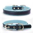 thumbnail image 1 of Comfortable Soft Touch Leather Dog Collar Padded Adjustable Durable Anti-Rust Alloy Loop Ring - Light blue, 1 of 5