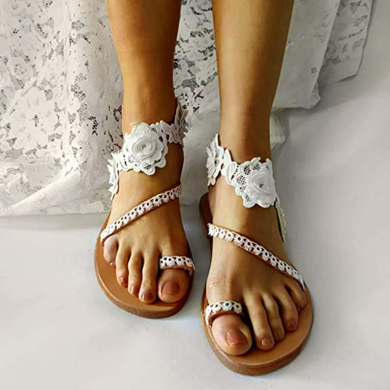 White lace flip flops online