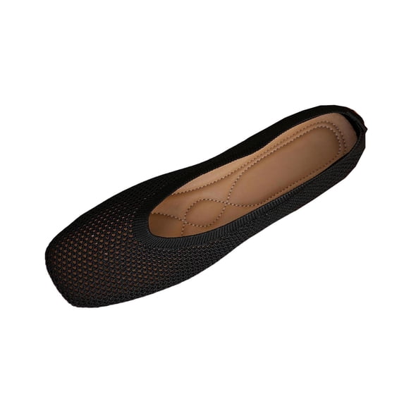 Comfortable Square Toe Flats Shoes Women Slip On Flats for Women Casual Solid Color Soft Soled Breathable Wide Width Flats