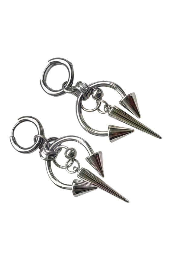 Comfortable Stainless Steel Rivet Studs Earrings with Gothic Styles Bidirectional for Elegant Looks