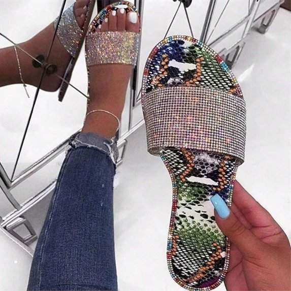 Comfortable Summer Sandals - Stylish Open-Toe Design with Sparkly Accents for Women