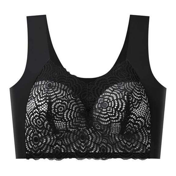 Comfortable & Supportive Push-Up Bra, Seamless Sexy Lace Bras Light Gray 46