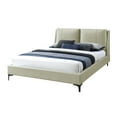 thumbnail image 1 of Tan King Size Upholstered Bed With A Pillowed Headboard Comfortable Bed, In Breathable Fabric, 1 of 2