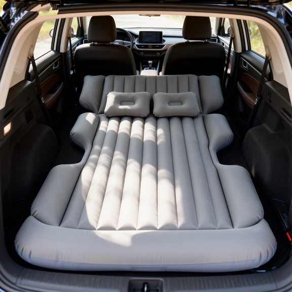 Comfortable Thickened Gray/Black Car Inflatable Mattress, Car Additions, Inflatable Car Bed for Truck And SUV Trunk, Foldable And Portable Skin-Friendly Back Seat Mattress, Camping Gear And Equipment