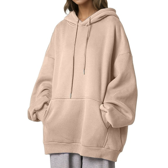 Cozy Women's Hoodies & Sweatshirts Thick Pullover with Pockets for Everyday Casual Style Korean Warm Top for Ladies