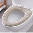 thumbnail image 1 of Comfortable Thickened Toilet Seat Cushion Universal Toilet Cover Toilet Cover, Bathroom Soft Thicker Stretchable Toilet Seat Cover U-Shaped Seat Cover Pads (Beige), 1 of 9