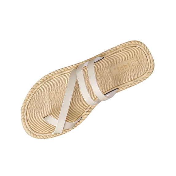 Comfortable Thong Sandals for Women - Summer Everyday Beach Flip Flops with Soft Straps, Beige,Size 7