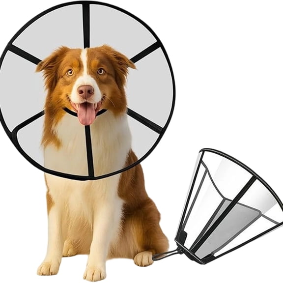 Comfortable Transparency Dog Cone For Surgical Recovery AntiLick Neck Collar Adjustable NeckGuard for Wound Healings