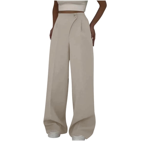 Comfortable Trousers Pants For Women Solid Color Wide Leg Versatile Straight Tube High Waisted Commuting Suit Beige Sports Outfits S-3XL Spring And Fall Wear