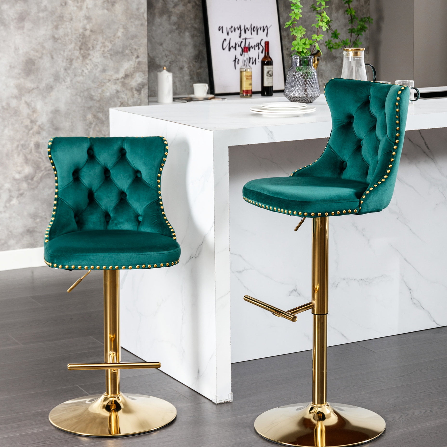 Comfortable Tufted Bar Stools | Swivel and Adjustable in Height ...