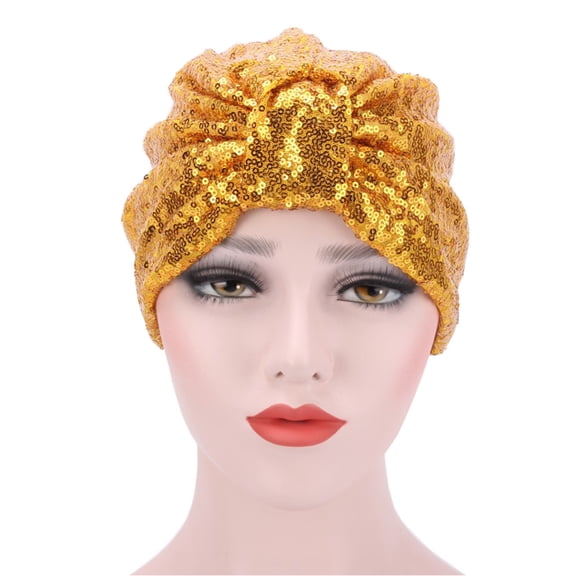 Comfortable Turban Headpiece Caps Suitable for Everyday Use Women Head Wrap Sequins Headpiece Headwrap