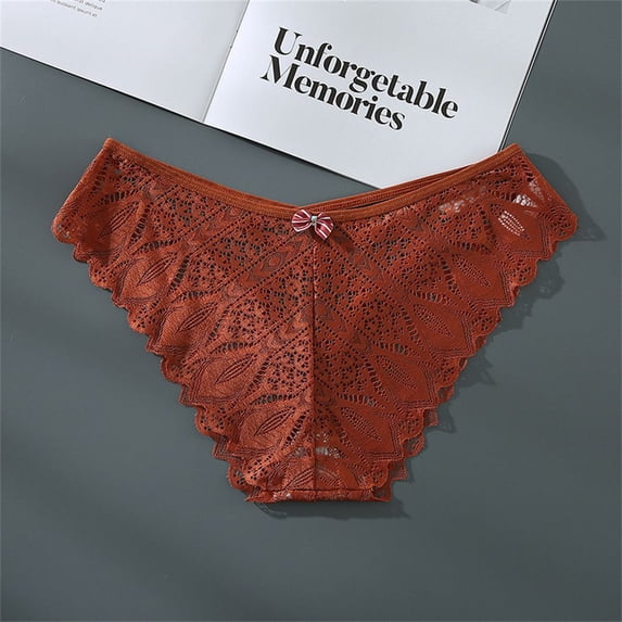 Comfortable Women Low-Waist Underpant Hollow Out Briefs Sexy Panties Lace Underwear Female Lingerie COFFEE L