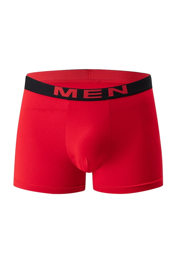 Comfortable Underwear for Men Breathable Cotton Briefs Soft Mid Waisted Boxers Red S