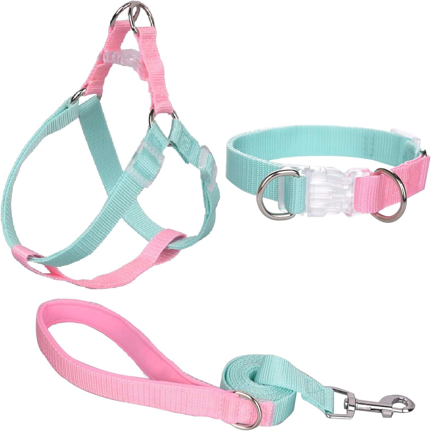 Comfortable Upgraded Adjustable No Pull Dog Harness Collar Leash Set