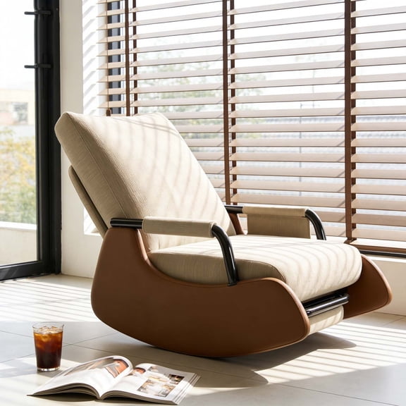 Comfortable Upholstered Rocking Chair with Ottoman, Modern Glider Chair with High-Density Sponge and Footrest for Relaxing, Reading, Watching TV, Perfect for Living Room and Bedroom