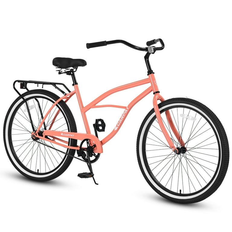Comfortable Upright Steel Frame Men and Women s 26 Inch Beach Cruiser Bike with Single Speed Drivetrain in Multiple Colors Walmart