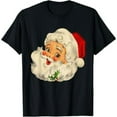 thumbnail image 1 of Comfortable Vintage Santa Claus Face Graphic Tee T Shirt Top Short Sleeve Round Neck Black S-5XL, 1 of 5