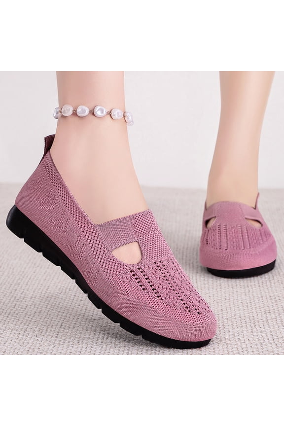 Comfortable Walking Shoes for Women,Non Slip Soft Sole,Breathable Mesh Slip On Sneakers,Lightweight Casual Flats for Wide Feet,Perfect for Nurses,Teachers,Elderly,and All Day Wear,US Size: 7