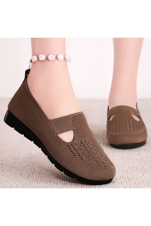 Comfortable Walking Shoes for Women,Non Slip Soft Sole,Breathable Mesh Slip On Sneakers,Lightweight Casual Flats for Wide Feet,Perfect for Nurses,Teachers,Elderly,and All Day Wear,US Size: 6
