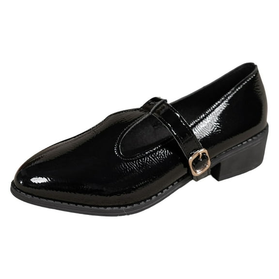 Comfortable Walking Sneakers for Women Lightweight & Supportive Women's Casual Shoes Retro Pointed Toe Glossy Leather Mary Jane Low Heel Casual Shoes For Everyday Wear