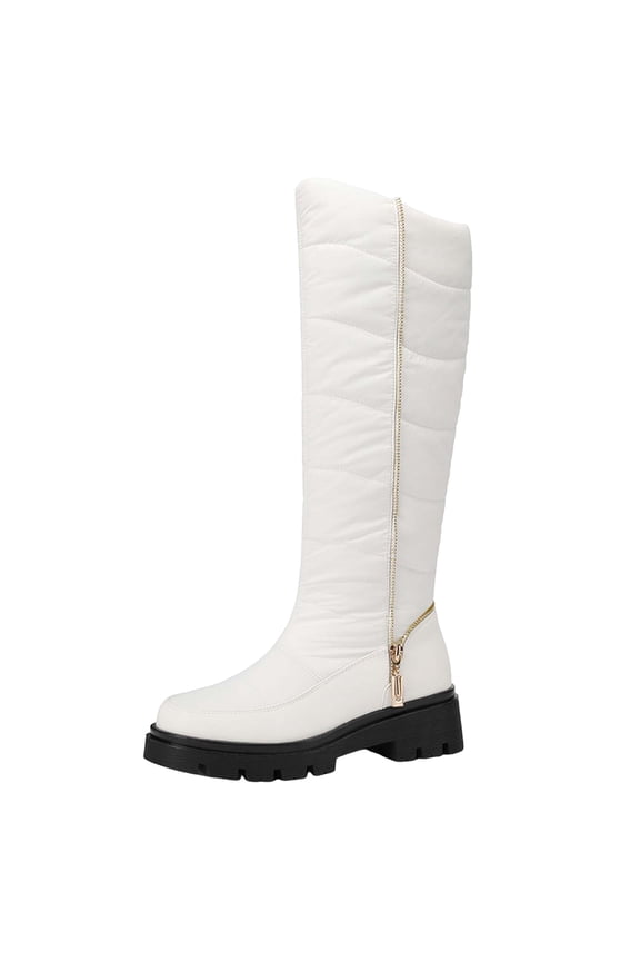 Women's Winter Snow Boots Warm Waterproof Non-Slip Chunky Heel Pull on Outdoor Knee High Boots