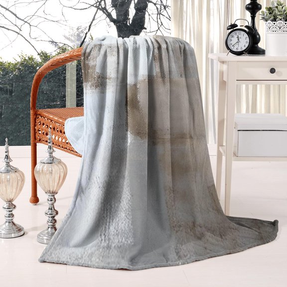 Comfortable & Warm Throw Blanket Blue & Grey Abstract Paint Art Flannel Throw Blanket -Cozy Plush Blanket for Baby Toddler Women Friend Living Room or Bedroom Decor - 50x60inch