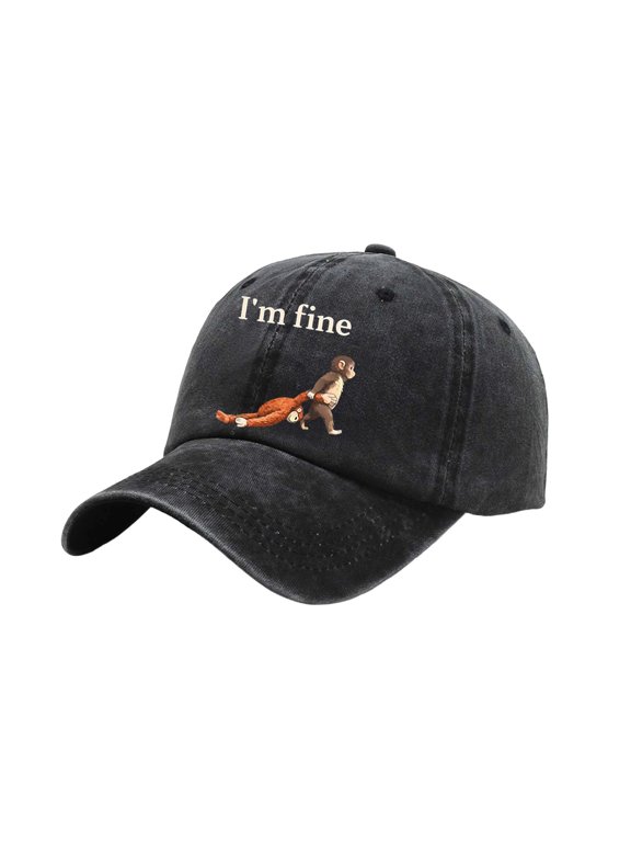 Comfortable Wash Cotton Baseball Cap With Monkey Printing Adjustable Snapbacks Hat For Various Occasion And Outdoor Sport