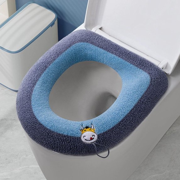 Comfortable Waterproof Toilet Seat Cushion for All Seasons, Soft Fabric Cover, Easy to Clean, Stylish Bathroom Accessory Blue