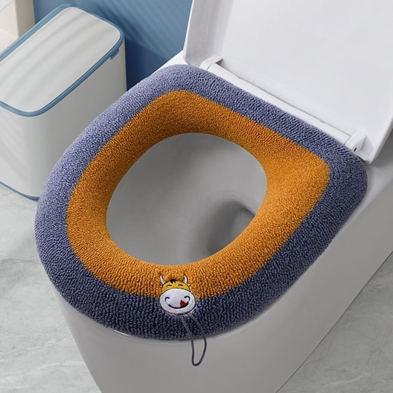 Comfortable Waterproof Toilet Seat Cushion for All Seasons, Soft Fabric Cover, Easy to Clean, Stylish Bathroom Accessory Orange