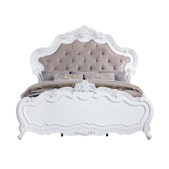 Comfortable White Queen Bed With A Stylish Slat System And Cozy Crisp Hue Supportive