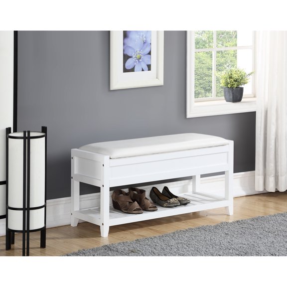 Comfortable White Upholstery with Hidden Storage - Ideal for Entryway, Practical Shoe Storage and Sitting Experience