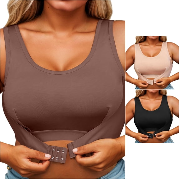 Comfortable Wireless Front Closure Sports Bra Plus Size Seamless Design Adjustable Back Support Orthopedic Posture Correcting Everyday Wear All Seasons, XXL, Dark Purple