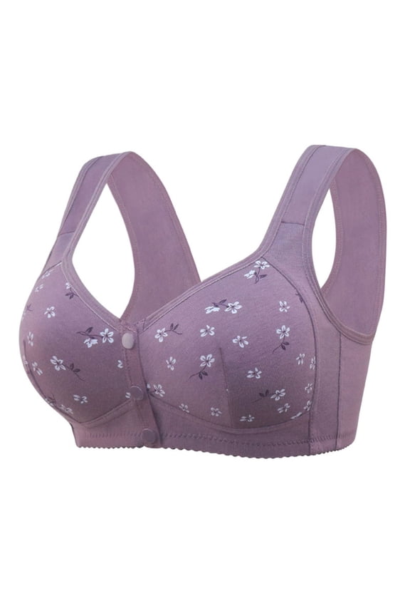 Comfortable Women's Bra Daisy Bras For Older Women 2024 Summer Breathable Front Button Full Support Wide Back No Underwire Everyday 60