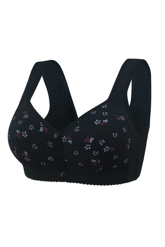 Comfortable Women's Bra Daisy Bras For Older Women 2024 Summer Breathable Front Button Full Support Wide Back No Underwire Everyday 62