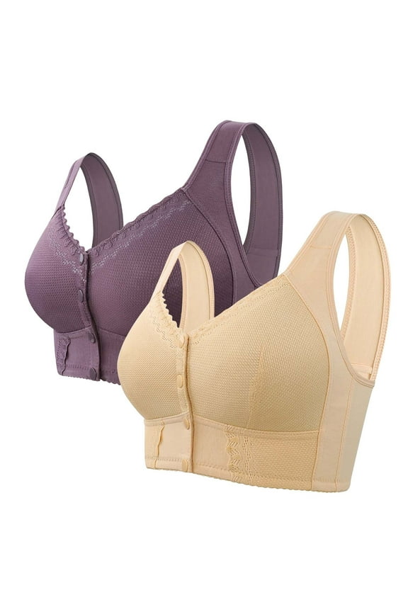Comfortable Women's Bra Moona For Senior Front Closure Breathable Seniors Wirefree Bras Older Women 58