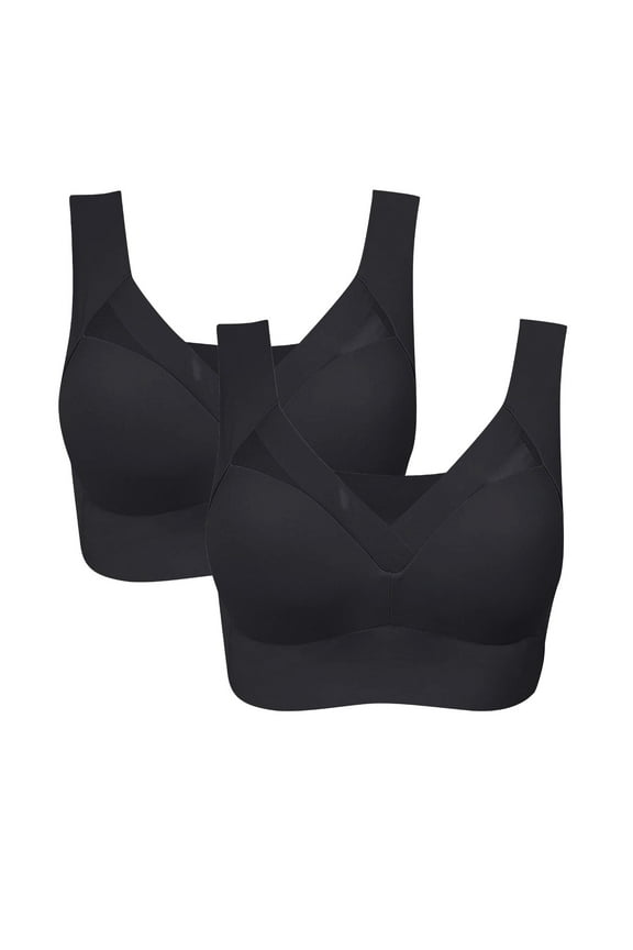 Comfortable Women's Bra Pack Of 2 New Posture Correcting Wireless Breathable Full Back Cover Plus Size L