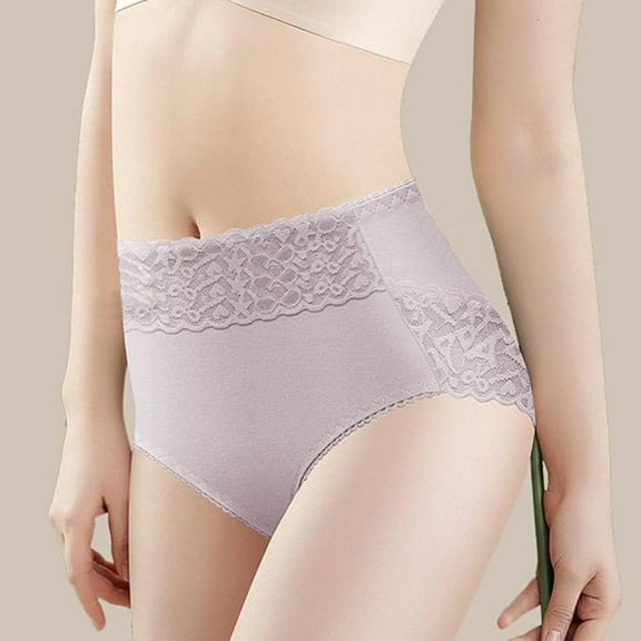 Comfortable Women's Briefs with Elegant Lace Trim for Plus Size Comfort and Style