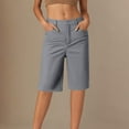 thumbnail image 1 of Comfortable Women's Casual High Stretch Twill Straight Leg Shorts - Relaxed Fit Bottoms for Everyday Wear, 1 of 4