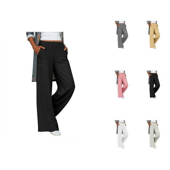Pants for Women Palazzo Pants for Women Comfortable Women's Casual Pants High Waisted Loose Wide Leg Cozy Trousers with Pockets for Everyday Wear