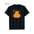 thumbnail image 1 of Comfortable Women's Halloween Cat Tee Pumpkin Graphic Feline Top Short Sleeve Round Neck Black S-5XL, 1 of 5