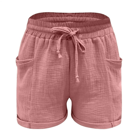 Comfortable Women's Linen Shorts: Casual Drawstring Linen Shorts with Functional Pockets - Fashionable Women's Beach and Cruise Shorts, Lightweight Short Pants for a Relaxed and Stylish Everyday Look